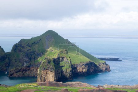 Photo for Westman Islands beach view with archipelago island in background. Iceland landscape.Vestmannaeyjar - Royalty Free Image