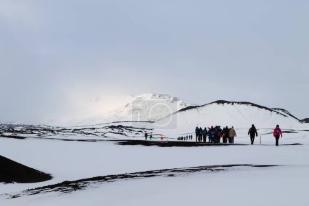 Landscape with snow, Askja caldera area, Iceland. Central highlands of Iceland