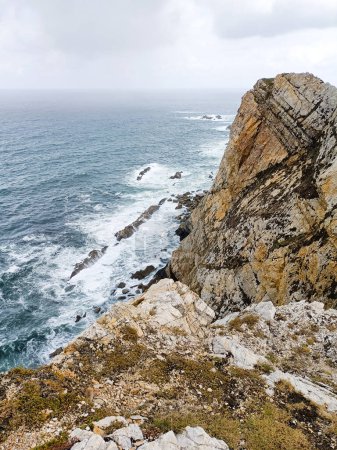 Cliffs of cape Penas landscape, Asturias, Spain. Spanish coastline panorama