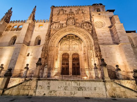 Aranda de Duero church facade view, Spanish landmark. Gothic architecture