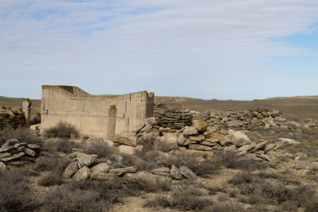 Desolate graveyard in remote location in Mangystau region, Kazakhstan. Central asia travel