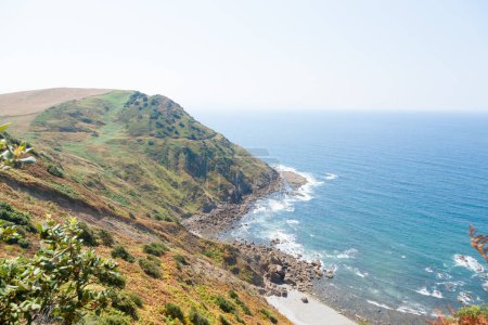 Vista del Golfo de Vizcaya desde el cabo Villano, España. Paisaje oceánico español