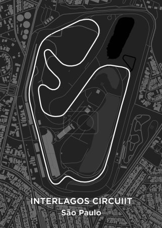 Ilustración de El Autdromo Jos Carlos Pace, más conocido como Interlagos, es un circuito automovilístico de 4.309 km (2.677 millas) ubicado en la ciudad de So Paulo, Brasil. - Imagen libre de derechos