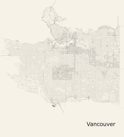 Vector city road map of Vancouver, British Columbia, Canada