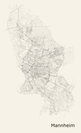 Illustration for Vector city road map of Mannheim, Germany - Royalty Free Image