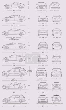 Ilustración de 2008 Pontiac coche colección anteproyecto - Imagen libre de derechos