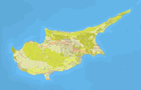 Illustration for Map of Cyprus detailed vector illustration - Royalty Free Image