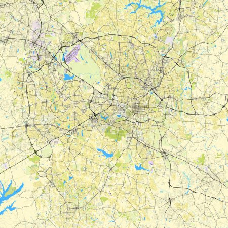 City map of Raleigh, North Carolina, USA