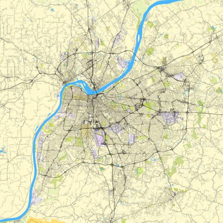 Map of Louisville, Kentucky, USA