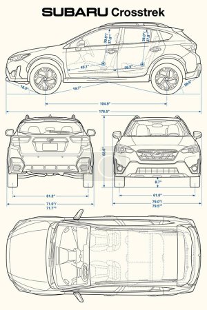 Ilustración de Subaru Crosstrek 2021 Plano del coche - Imagen libre de derechos