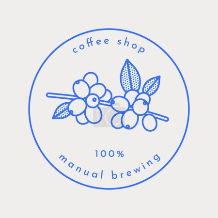 Illustration for Coffee logo template. Coffee branch. Line art. Vector illustration for coffee shops, cafes, and restaurants. - Royalty Free Image