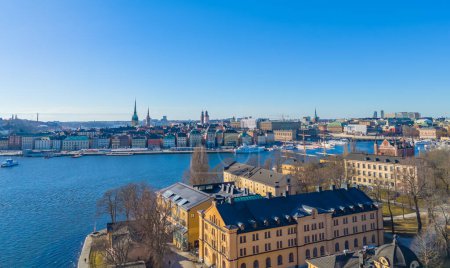 Stockholmer Altstadt - Gamla stan. Luftaufnahme der schwedischen Hauptstadt. Drone top panorama photo