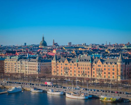 Estocolmo casco antiguo - Ostermalm, junto a Gamla stan. Vista aérea de la capital sueca. Drone foto panorámica superior