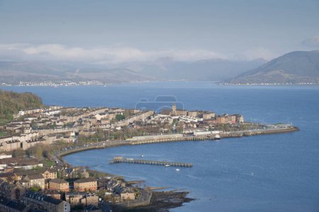 Gourock aerial view from Lyle Hill in Greenock, Inverclyde, UK