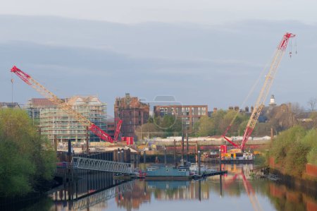 Téléchargez les photos : Nouveau pont Partick en construction pour relier Govan sur la rivière Clyde Royaume-Uni - en image libre de droit