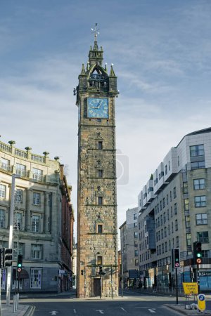 Photo for Tolbooth Clock Steeple Tower in Merchant City area of Glasgow - Royalty Free Image