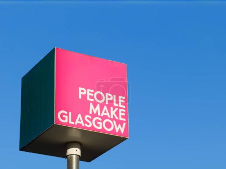 Photo for People Make Glasgow slogan banner sign on post - Royalty Free Image