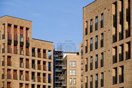 Photo for Modern high rise flats at new development in Glasgow UK - Royalty Free Image