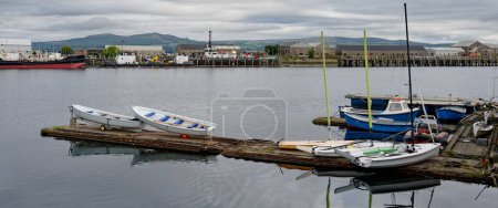 Photo for Greenock harbour and pier during dull weather UK - Royalty Free Image