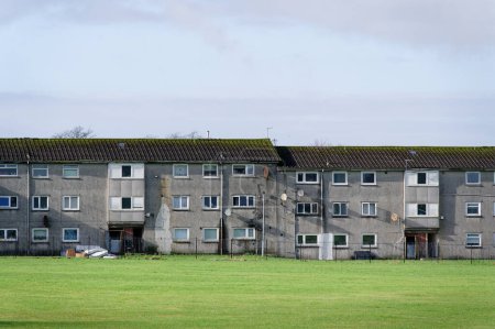 Council flats in poor housing estate in Paisley UK