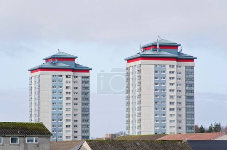 Council flats in poor housing estate in Paisley UK