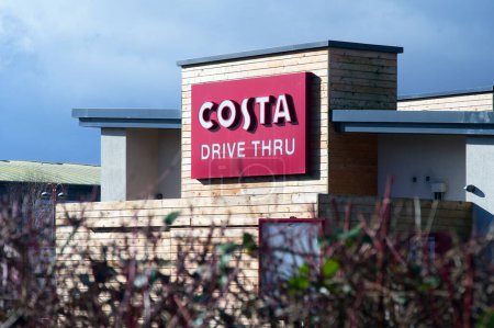 Photo for Costa coffee drive through sign for passing motorists - Royalty Free Image