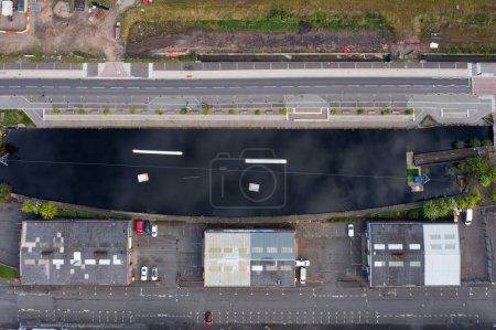 Port Dundas water sports loch aerial view in Glasgow UK