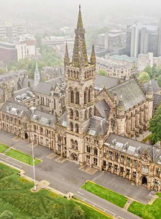 The university of Glasgow viewed from above UK