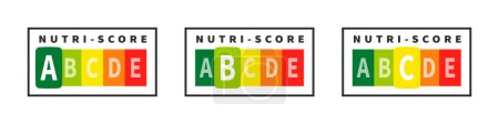 Illustration for Health care nutrition indicator. Nutri-score icons. Nutri-score stickers. Vector illustration - Royalty Free Image