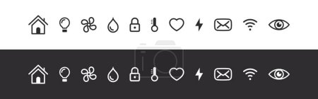 Smart home signs set. Smart house functional icons. Linear vector icons