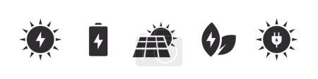 Ilustración de Solar energy. Green energy icon set. Icons of electricity. Vector illustration - Imagen libre de derechos