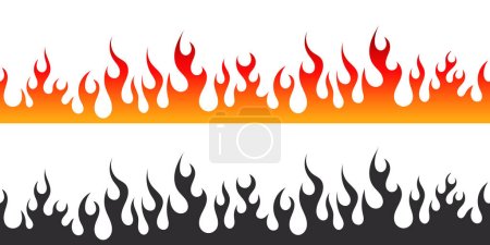 Illustration for Fire flames. Painted flames. Cartoon campfire. Black and red fiery flames. Vector scalable graphics - Royalty Free Image