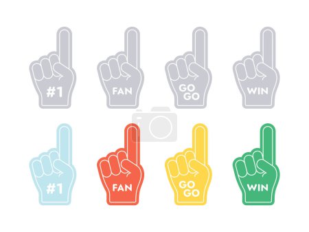 Fan Foam Fingers. Colorful foam fingers. Finger pointing up. Vector scalable graphics