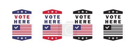 Votez ici. Élection et vote USA. Voter aux élections. Graphismes vectoriels évolutifs