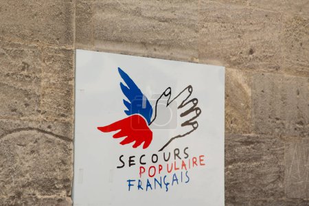 Photo for Bordeaux , Aquitaine  France - 10 10 2022 : secours populaire francais logo sign and brand text on office facade of french Rescue help solidarity homeless and charity poverty - Royalty Free Image