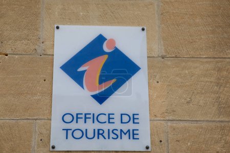 Bordeaux , Aquitaine  France - 10 25 2022 : office de tourisme logo text and brand sign wall building means information center in french for tourist tour help