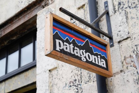 Photo for Bordeaux , Aquitaine  France - 11 06 2022 : Patagonia logo brand and text sign above the entrance to the store - Royalty Free Image