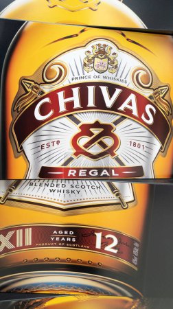 Photo for Bordeaux , Aquitaine  France - 11 12 2022 : Chivas regal Whiskey logo brand and text sign on scotch whisky panel advertising prince of whiskies in restaurant bar pub from scotland - Royalty Free Image