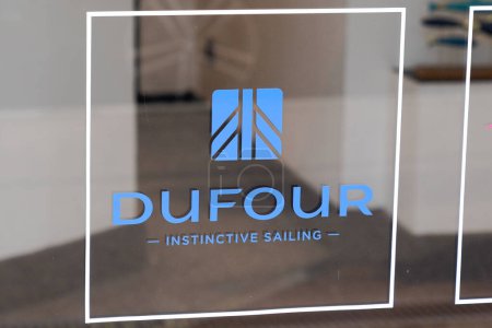 Photo for Bordeaux , Aquitaine  France - 12 01 2022 : dufour instinctive sailing logo brand and text sign Luxury Sailboats and Yachts to sail the world - Royalty Free Image