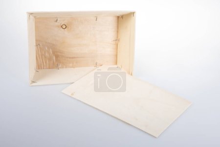 open pine wooden packaging wood wine box isolated on white background