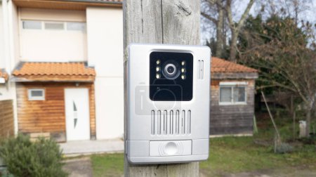 Photo for House intercom doorbell entrance home with a surveillance camera - Royalty Free Image