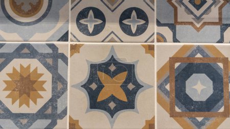 Téléchargez les photos : Background classic tile mosaic home floor decorative art wall tiles pattern in oriental style design - en image libre de droit
