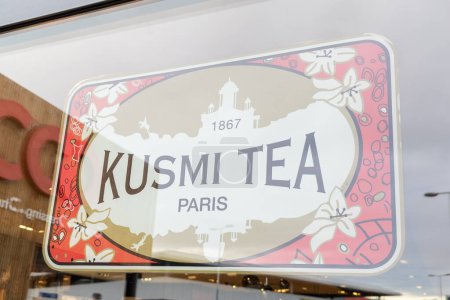 Photo for Bordeaux , Aquitaine  France - 01 18 2023 : Kusmi Tea logo sign and text Store brand in shop window facade street hot drink beverage - Royalty Free Image