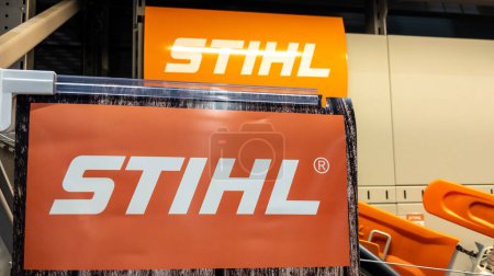 Photo for Bordeaux , Aquitaine  France - 01 12 2023 : Stihl store brand logo and sign text shop german manufacturer of handheld power equipment trimmers blowers - Royalty Free Image