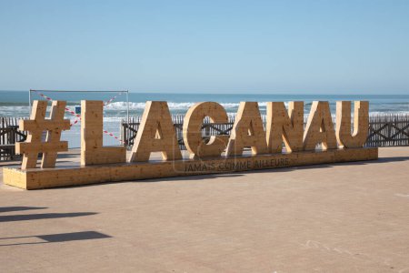 Photo for Lacanau ,  Aquitaine France - 12 02 2023 : lacanau wooden text logo #lacanau number sign hash pound for french city southwest atlantic coast in France - Royalty Free Image