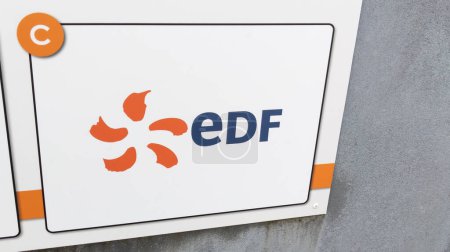 Photo for Bordeaux , Aquitaine  France - 02 22 2023 : EDF logo sign and brand text on building office facade entrance of French multinational electric utility company - Royalty Free Image