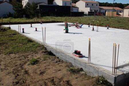 Photo for Concrete gray slab of house being built new modern home concept - Royalty Free Image