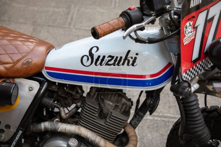 Photo for Bordeaux ,  France - 06 27 2023 : Suzuki Van Van logo brand and text sign motorcycle vintage retro motorbike 125cc custom paint - Royalty Free Image