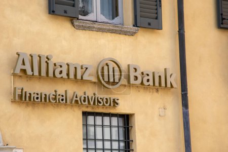 Photo for Milan , Italy  - 07 10 2023 : allianz financial advisors insurance sign brand and text logo on office facade business services providers agency - Royalty Free Image