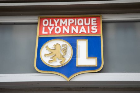 Photo for Lyon ,  France -  08 01 2023 : OL brand logo  and sign text of soccer Olympique Lyonnais Football Club on lyon city - Royalty Free Image